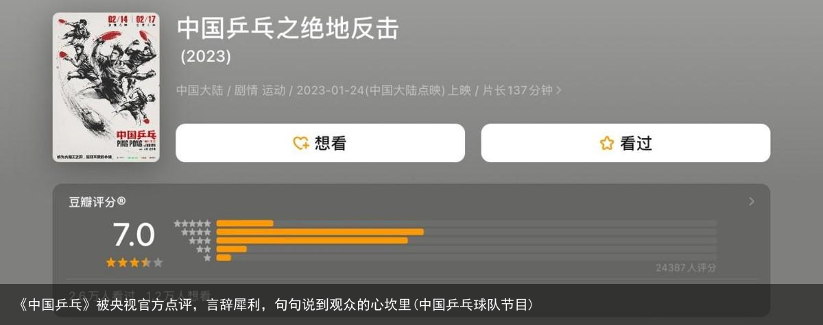 《中国乒乓》被央视官方点评，言辞犀利，句句说到观众的心坎里(中国乒乓球队节目)